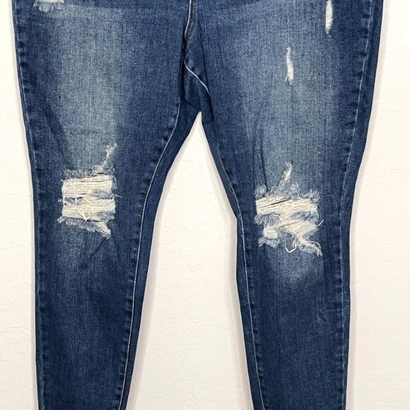 Wax Jean Butt, I Love You Distressed Dark Skinny Jean Size 24 #68 - Picture 4 of 6